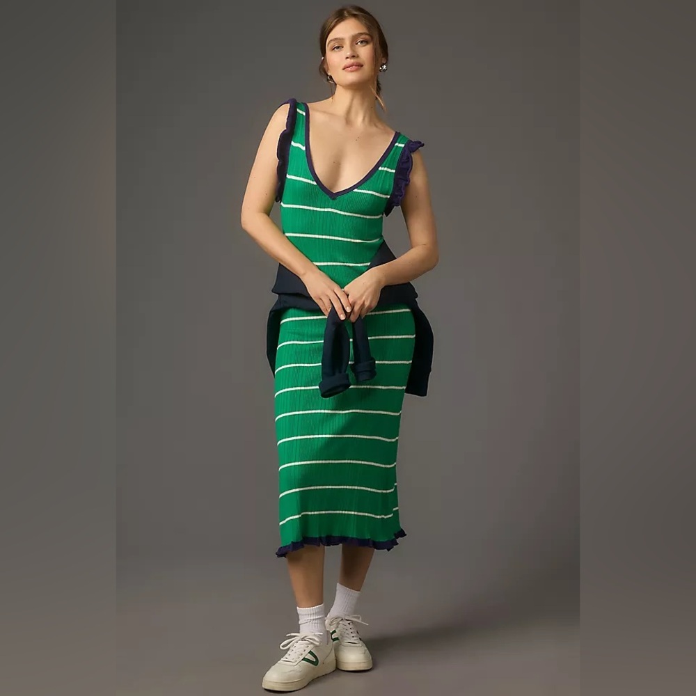 Daily Practice by Anthropologie Striped Knitted Midi Dress Size Small
